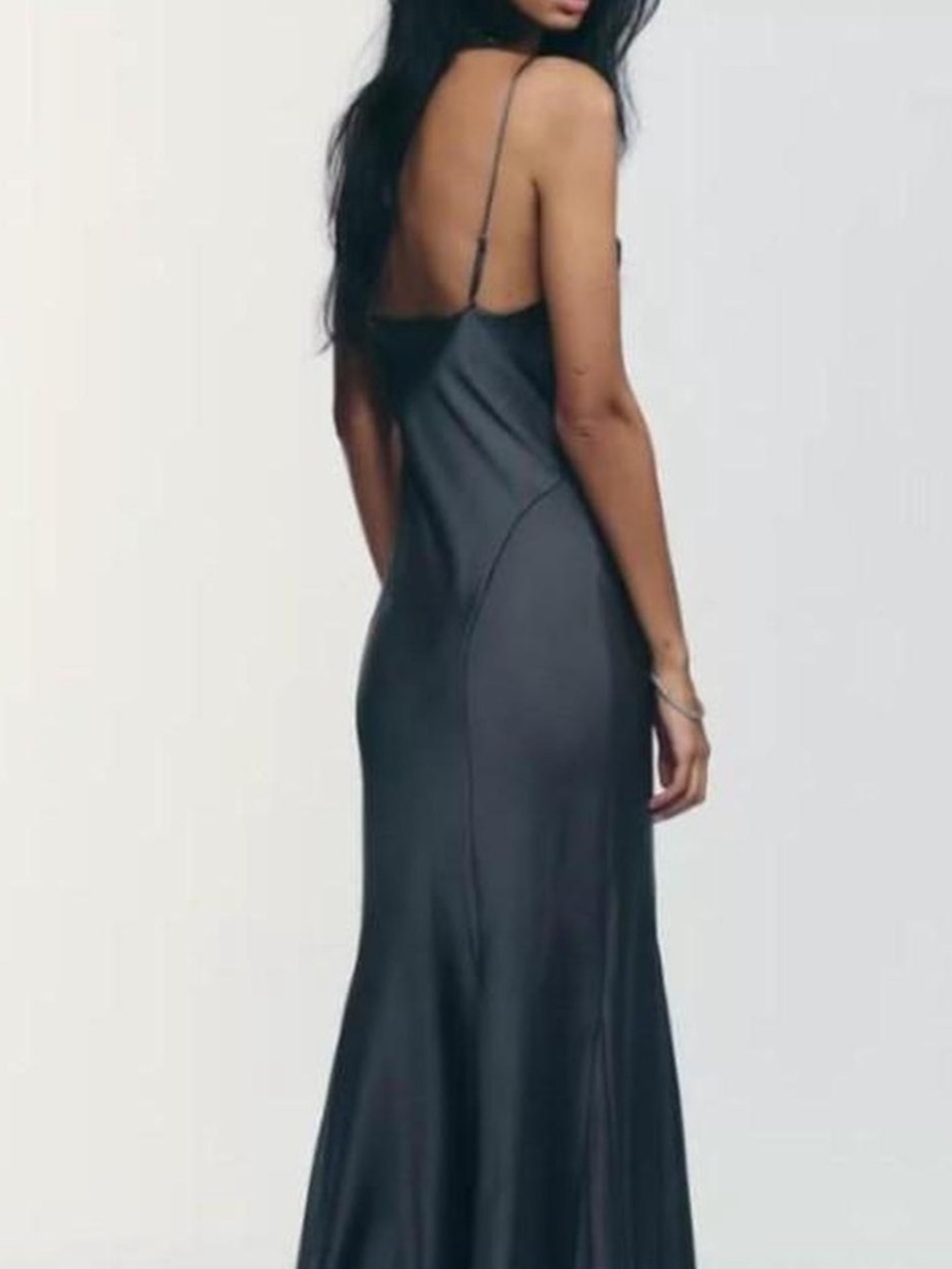 Zara Charcoal Gray Slip Maxi Dress - Picture 3 of 5